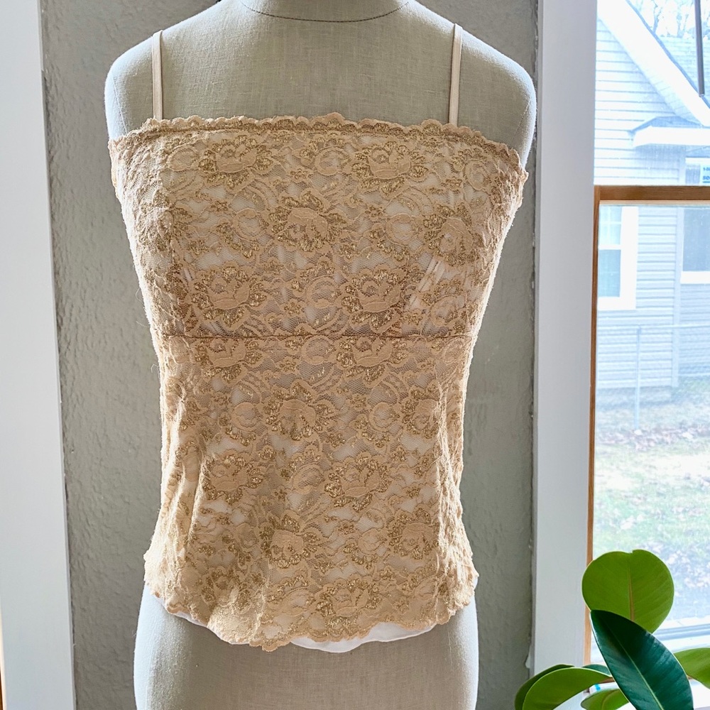 New York & Co gold lace camisole